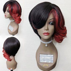 Red and black wig
